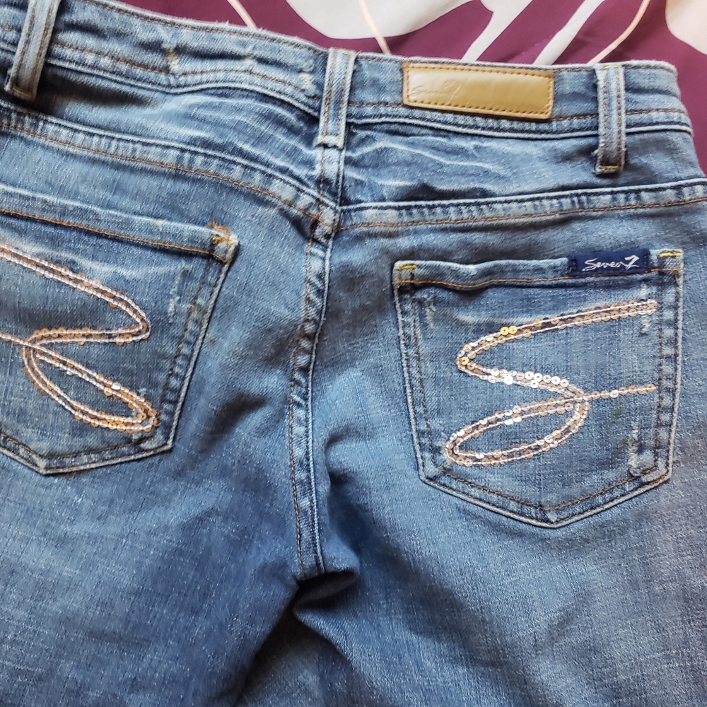 Seven 7 for all mankind, silver sequin back pocket jeans, size 26